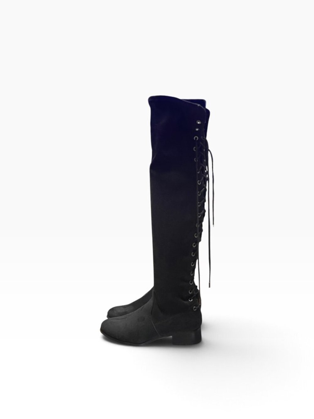 B52 by Bullboxer Black Lace-Up Knee High Fold-Over Boots Women's Size 8.5